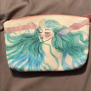 White and blue makeup bag